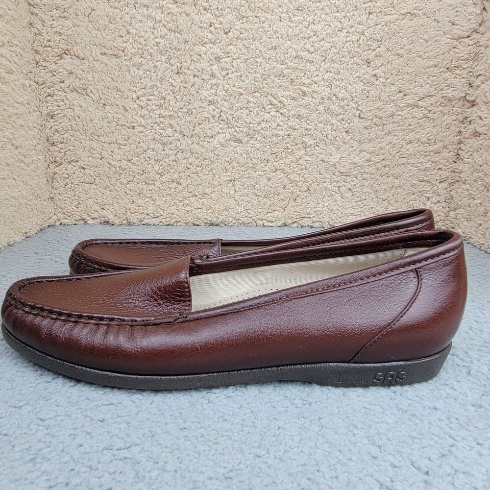 SAS Women's Simplify Slip-on Brown Leather Shoes Size 9S